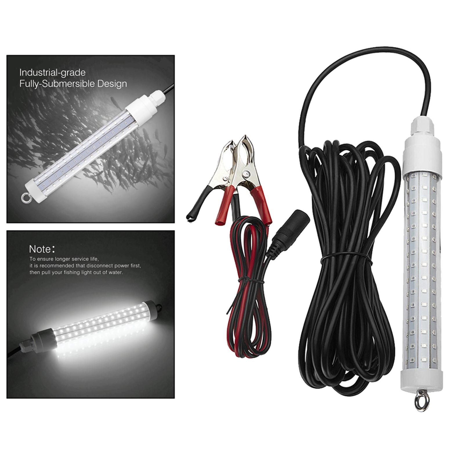 12V White LED Underwater Submersible Fishing Light Night Crappie Shad Squid Lamp
