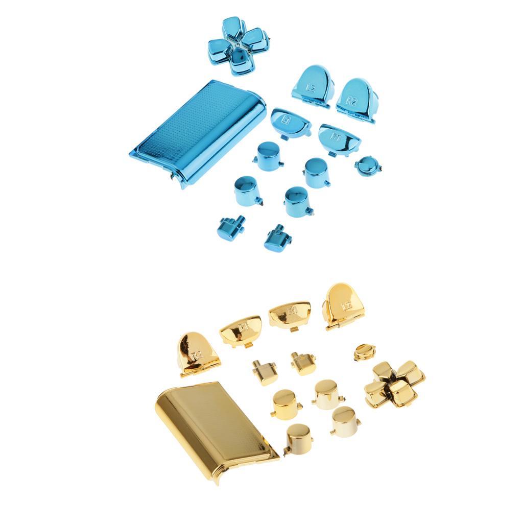 2 Pieces Touchpad Chrome Plating Button Buttons For PS4 Controller Gold+Blue