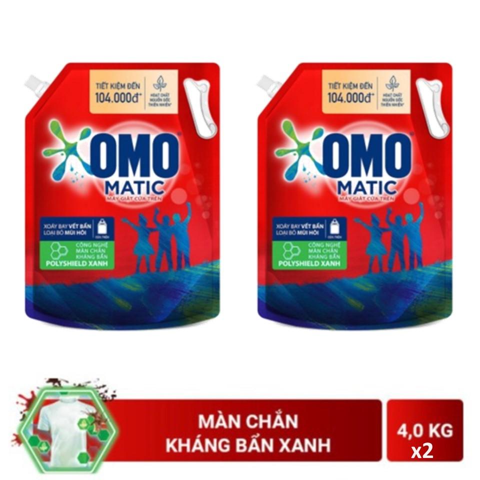 (MỚI) COMBO 2 túi nước giặt OMO Matic Cửa trên Đỏ 4kgX2