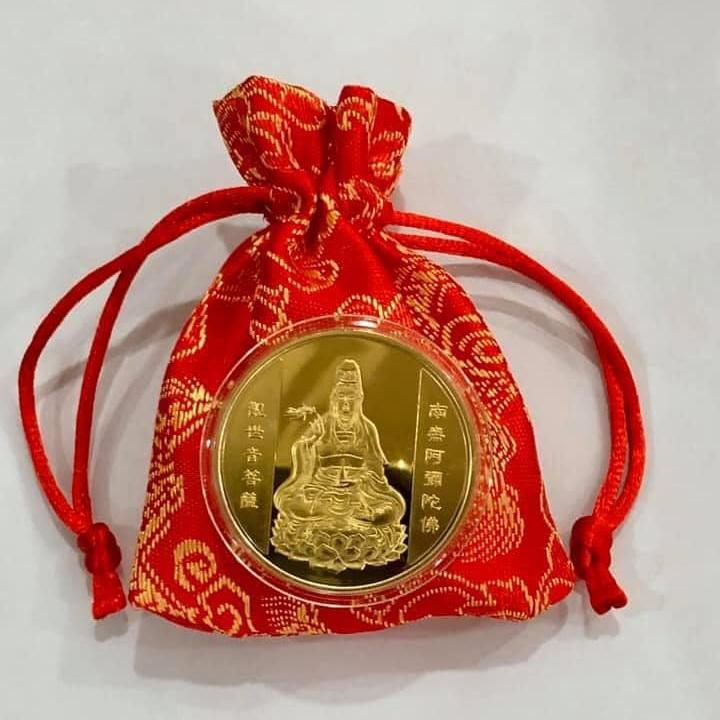 Đồng Xu Phong Thủy Quan Âm Bồ Tát, Tặng Kèm Túi Gấm - PASA COLLECTION