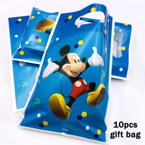 10 túi quà Party gift bag 17 x 25 cm hình chuột Mickey