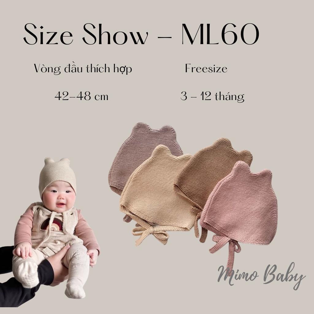 Mũ nón len cột dây màu trơn phong cách hàn quốc đáng yêu cho bé Mimo Baby ML60