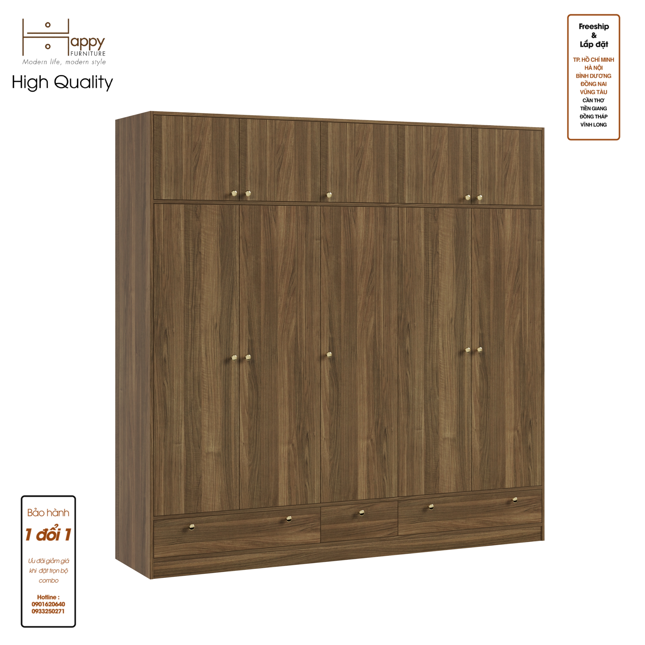 ELEGANT, Tủ quần áo 2m2x2m2 , 220cm x 54cm x 220cm , TCM_046