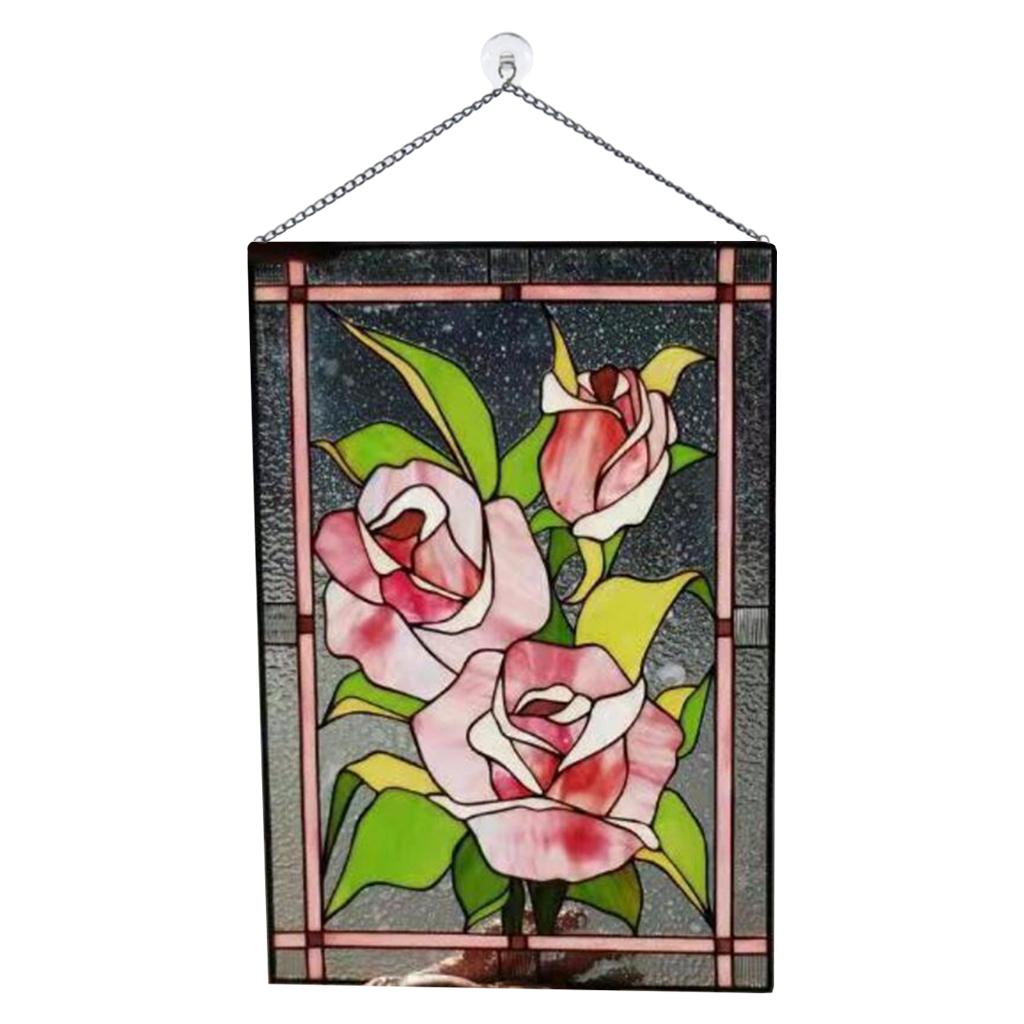 Stained Glass Rectangle Window Panel Suncatcher Wall Decor