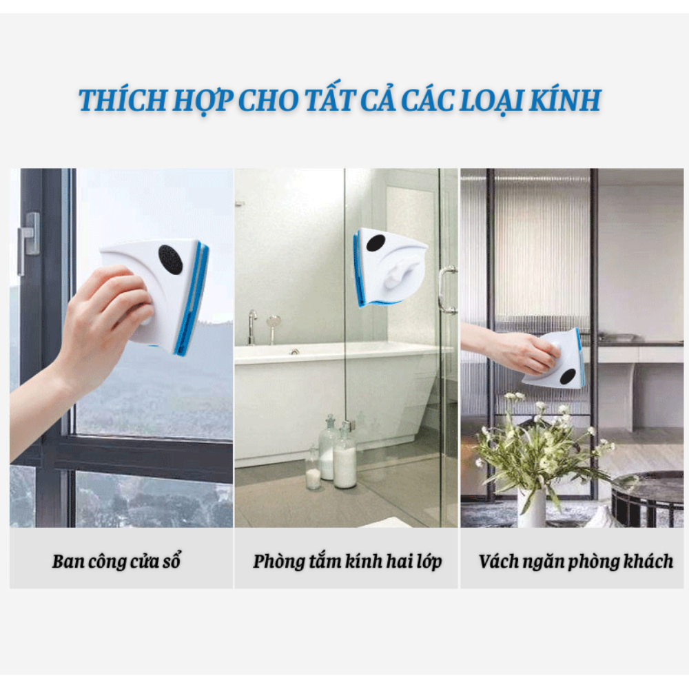 Dụng cụ lau kính 2 mặt hít nam châm tam giác - Dụng cụ vệ sinh lau cửa kính thông minh - Sử dụng lực hút nam châm cực mạnh giúp bạn vệ sinh cực tốt