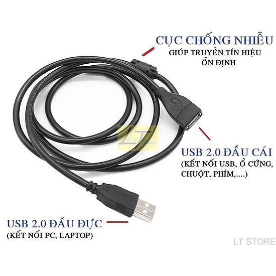 Cáp USB nối dài 1.5M CHỐNG NHIỄU Hàng Nhập Khẩu