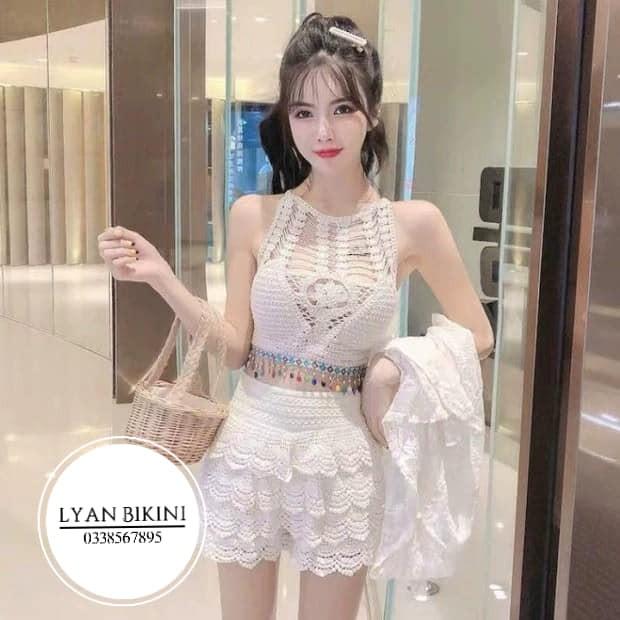 Bikini đồ bơi nữ 2 mảnh áo choàng len móc kín đáo cao cấp đi biển LYAN BIKINI B05