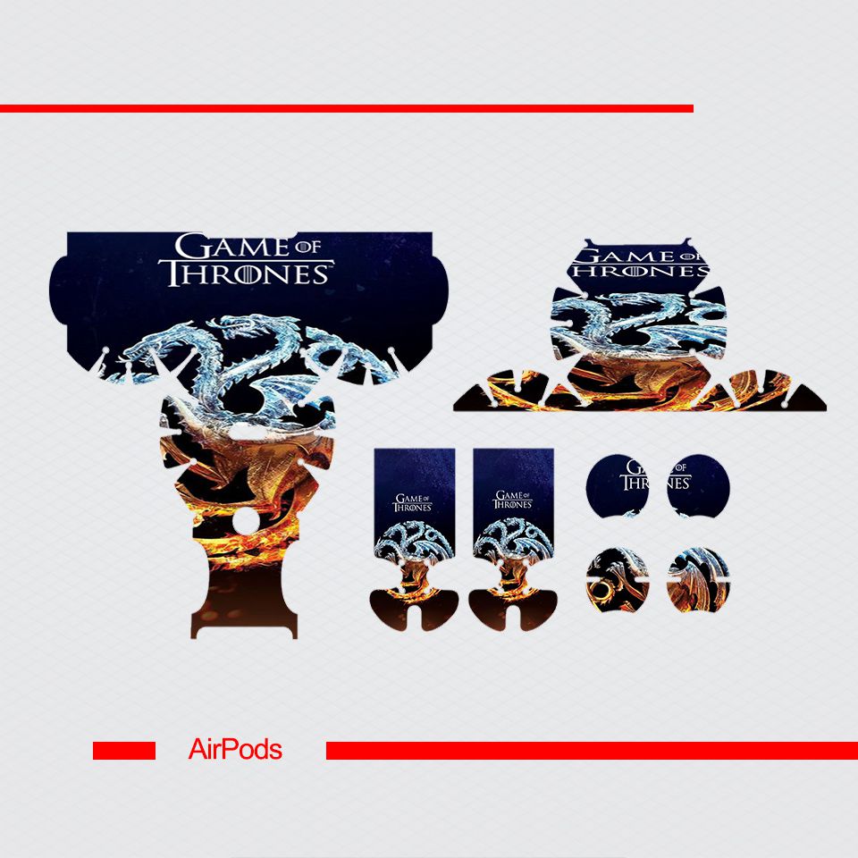 Miếng dán skin chống bẩn cho tai nghe AirPods in hình Game Of Throne - 001 (bản không dây 1 và 2)