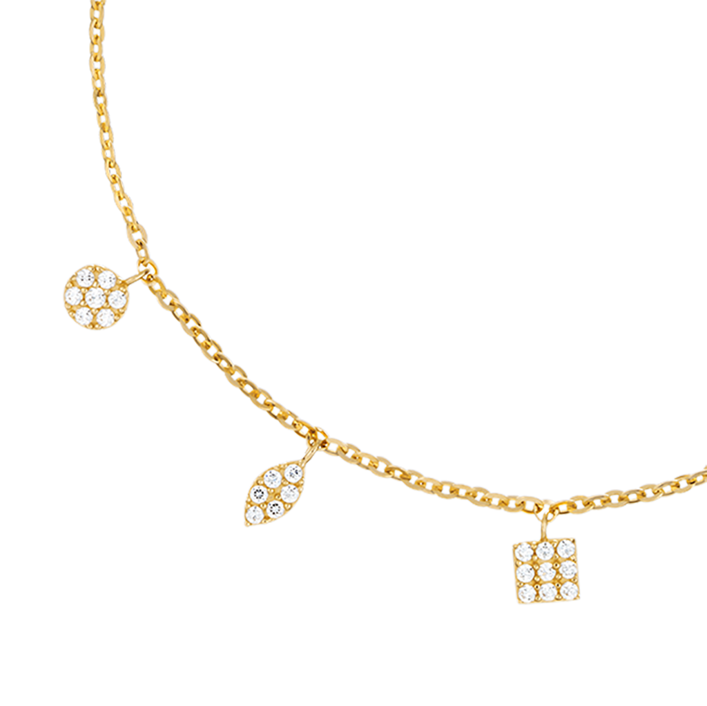 Lắc Tay Vàng Vàng 14K Thiết Kế Họa Tiết Đơn Giản Đính Đá CZ Cao Cấp Lấp Lánh LLF164 Huy Thanh Jewelry