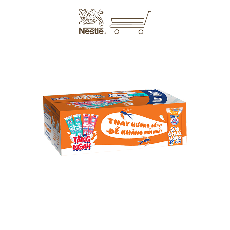 [TẶNG KÈM 4 GÓI] Thùng 32 gói Sữa chua Tổ Yến Nestlé Gấu hương Cam 32x75ml