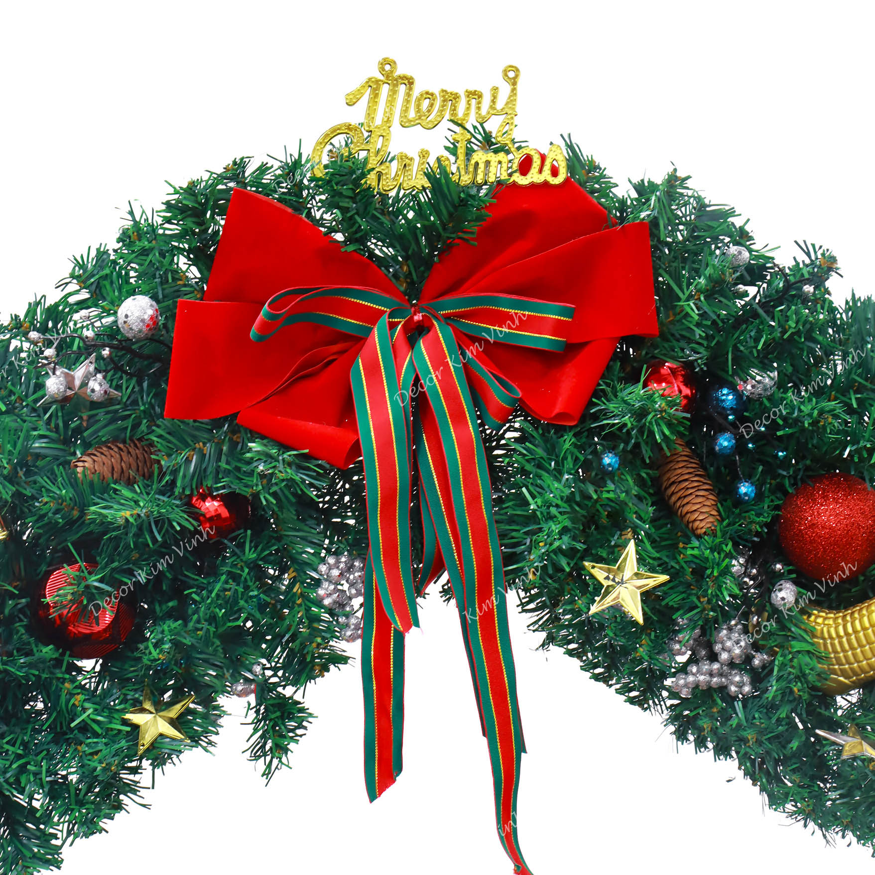 Dây Treo Đối Xứng DX06 Dây Treo Merry Nơ Đỏ Trang Trí Giáng Sinh kèm đèn