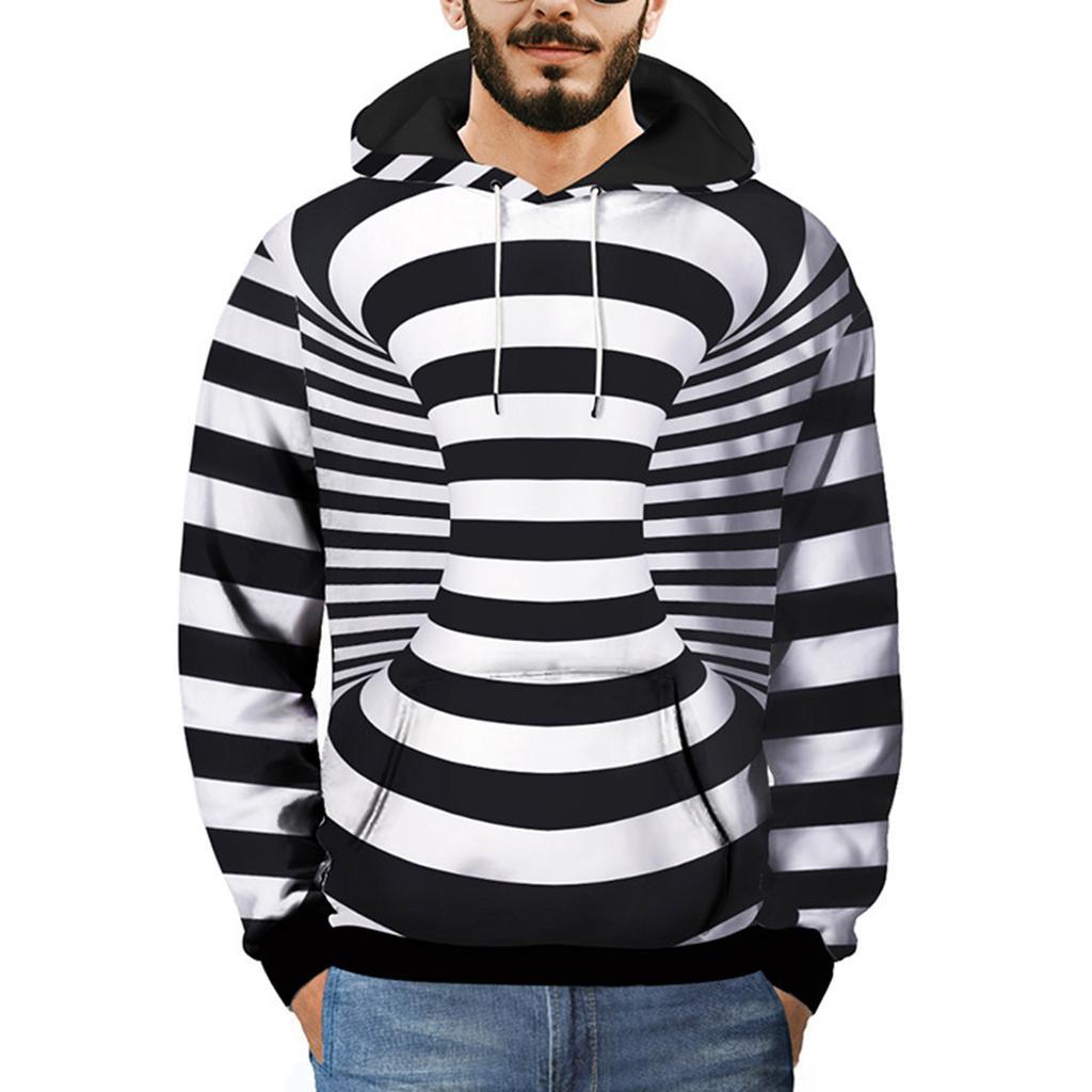 Novelty Men Women 3D Zebra Cross Stripe Hoodie Sweater Sweatshirt Jacket Coat Pocket Pullover Tops
