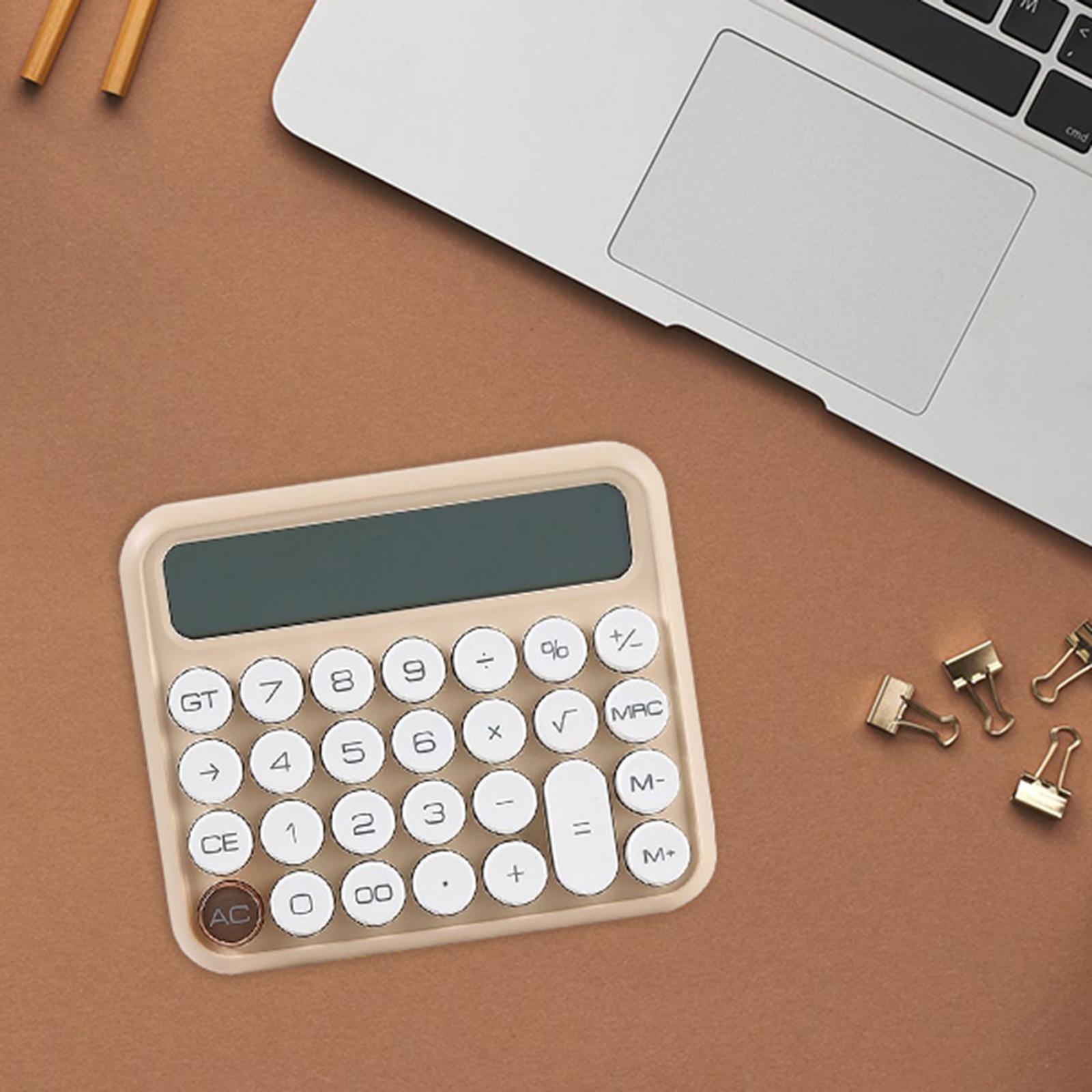 Portable Desktop Calculator Large Display Big Button 12 digits for Home Khaki