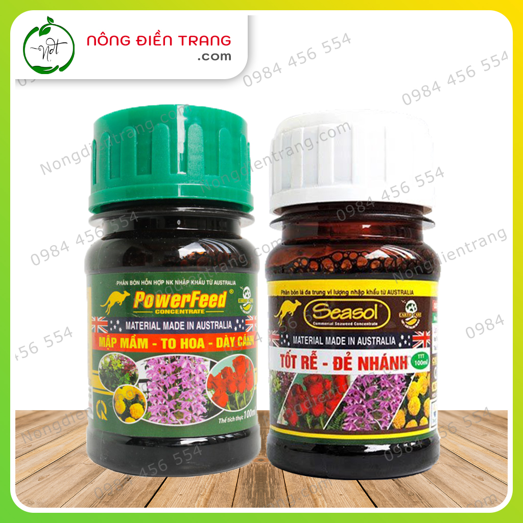 Bộ Đôi Dinh Dưỡng Phân Bón Đạm Cá Powerfeed và Tảo Biển Seasol Nhập Khẩu Úc - Chai 100ml - Dinh Dưỡng Cân Đối Thiết Yếu Cho Lan, Hoa Kiểng VTNN Nông Điền Trang