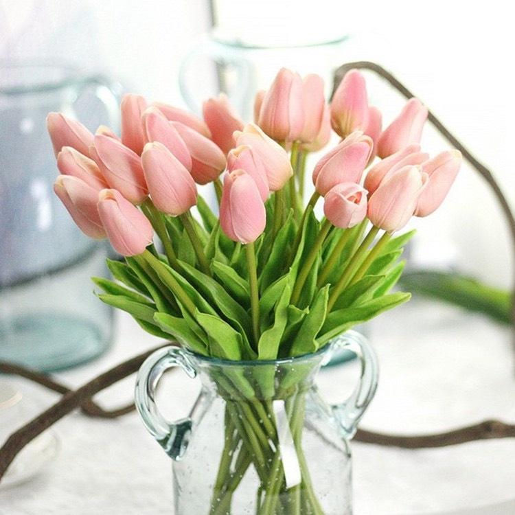 Hoa Tulip Decor Mềm Mại - Bình Hoa Tulip Thủy Tinh