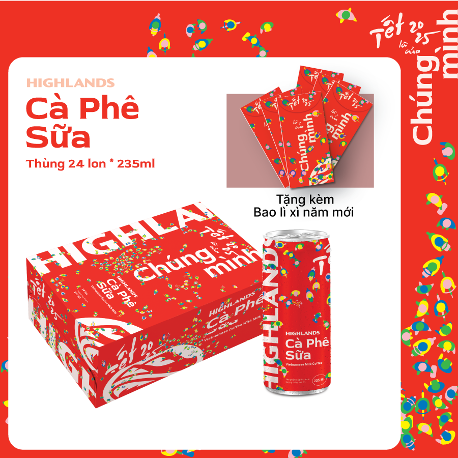 Thùng 24 Lon Cà Phê Sữa Highlands Coffee 235Mllon