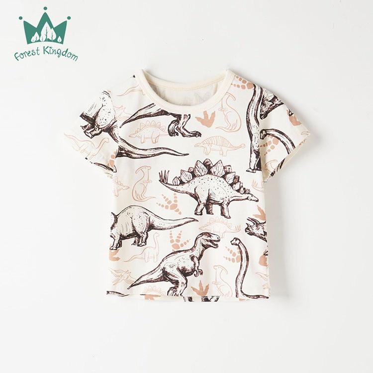 Áo thun bé trai, áo cộc tay cho bé chất cotton in hình ngộ nghĩnh Forest Kingdom từ 10-30kg họa tiết Khổng Lo