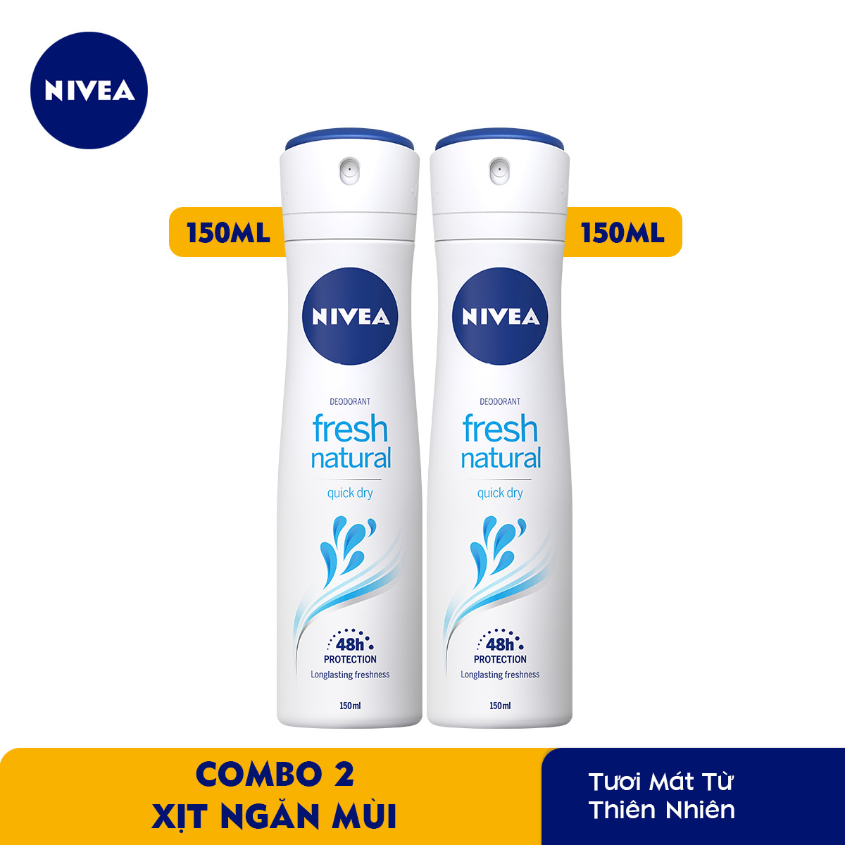 Combo 2 Xịt Ngăn Mùi NIVEA Fresh Nature Tươi Mát Tự Nhiên (150ml) - 81601