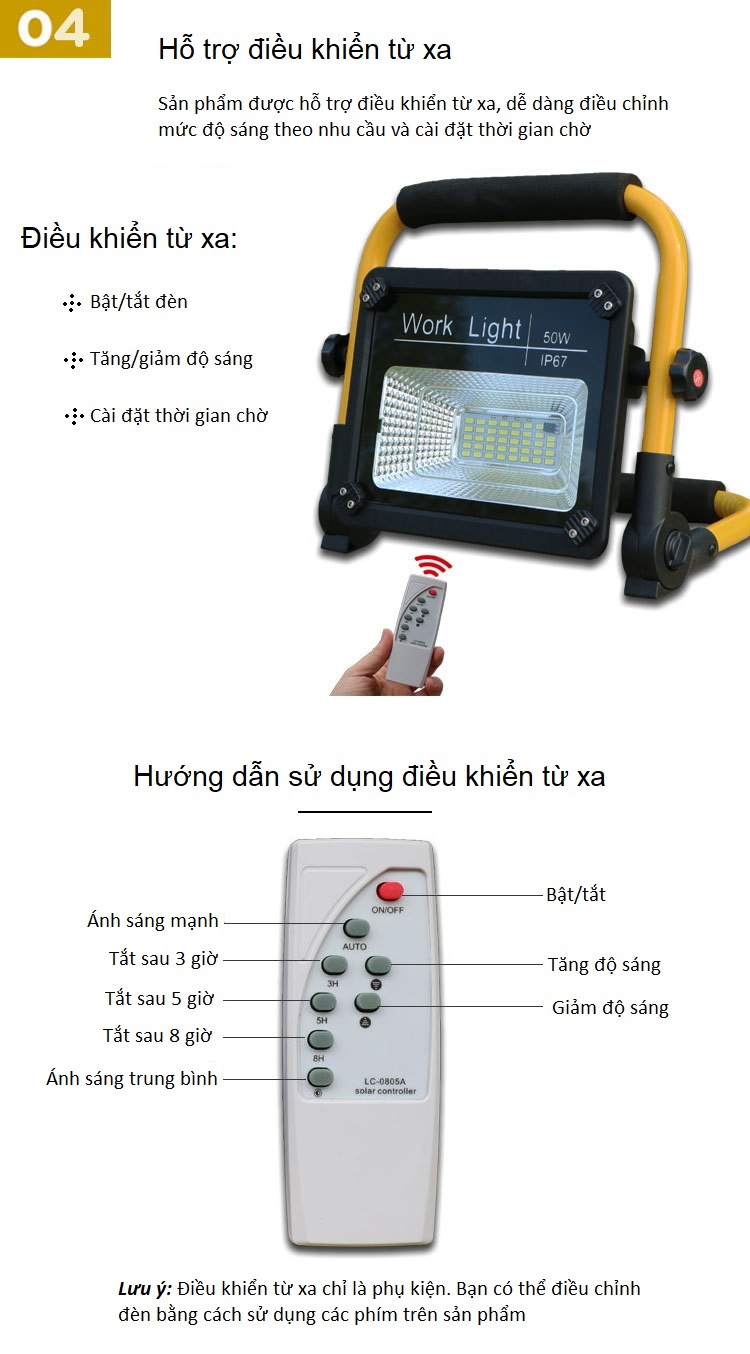 Đèn led siêu sáng sạc điện có ĐKTX 50W ( Tặng kèm 01 móc khóa tô vít đa năng )