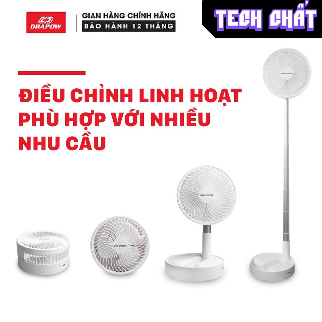 Quạt ít ồn GẤP GỌN tích hợp PIN SẠC DỰ PHÒNG nhét balo picnic du lịch CHÍNH HÃNG Drapow DF02 cho dân phượt cắm trại