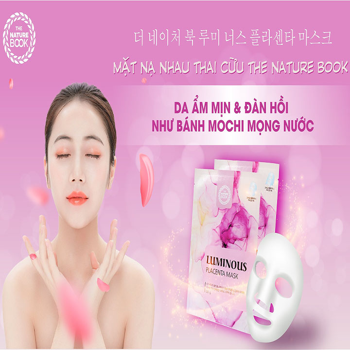 Mặt Nạ Nhau Thai Cừu The Nature Book Luminous Placenta Mask - 10 Miếng