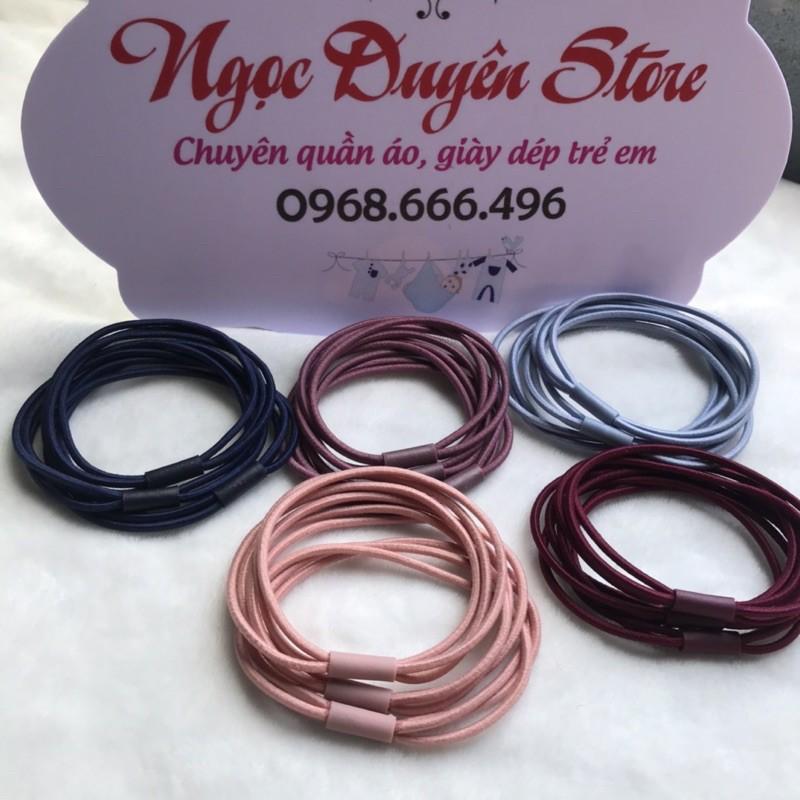 Set 3 Chun buộc tóc trơn basic 3 vòng chắc chắn, dây buộc tóc trơn nhiều màu