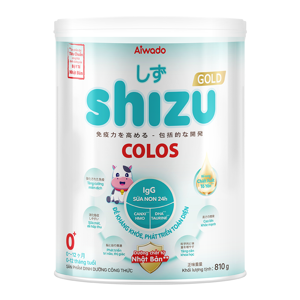 Sữa bột Aiwado Shizu Colos Gold 0+ 810g (0 - 12 tháng)