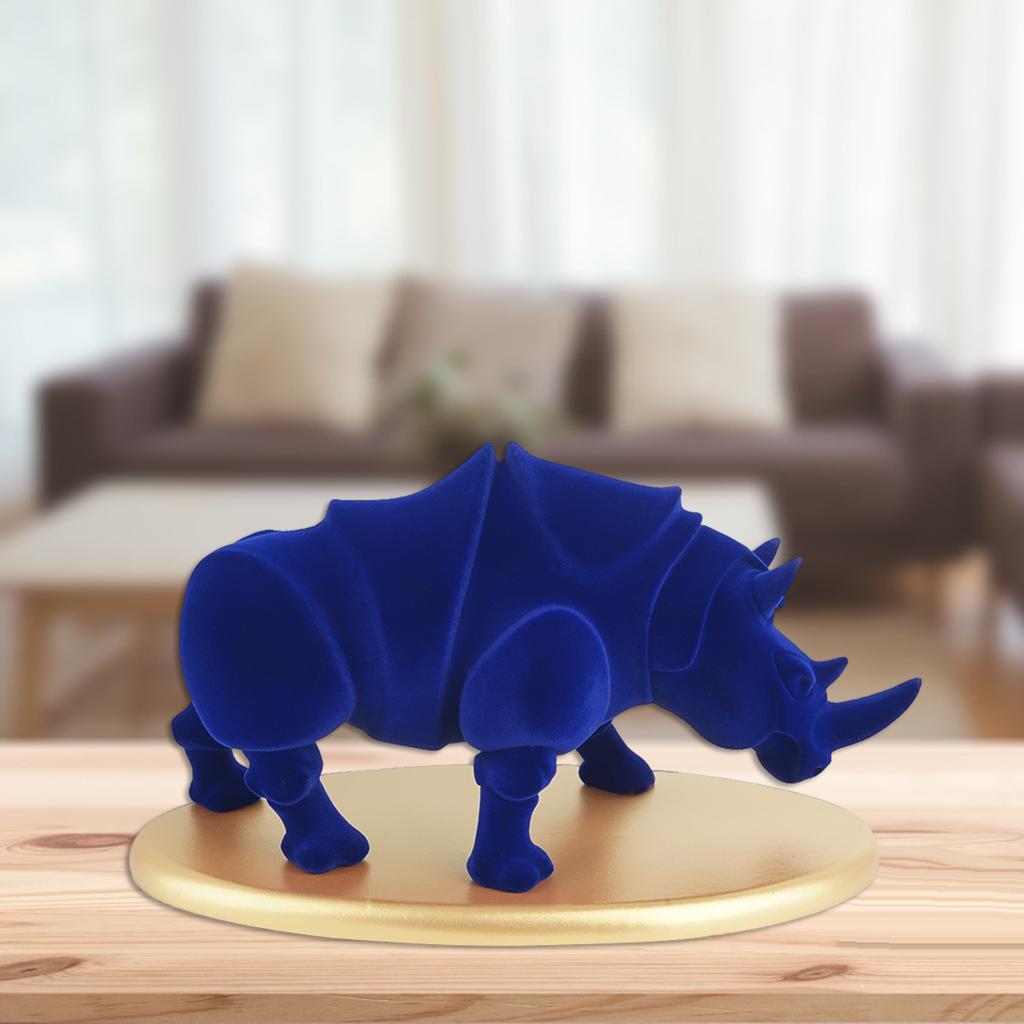 Resin Rhino Figurine Lifelike Animal Sculpture Statue Home Office Decoration