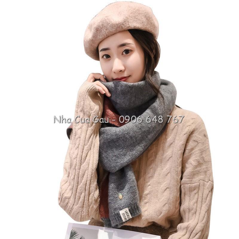 Khăn len lông 2 mặt logo quả dứa