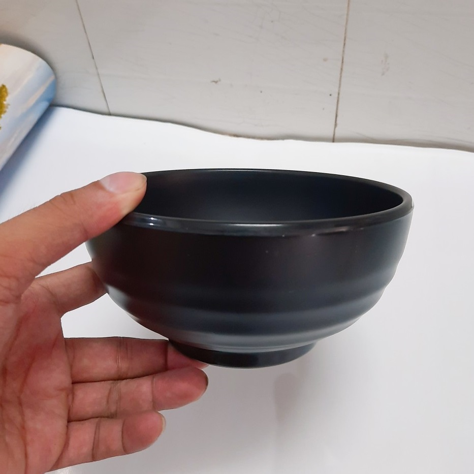 Tô(bát) tròn to dày đựng bún,phở nhựa Melamine nhám đen nhiều Size