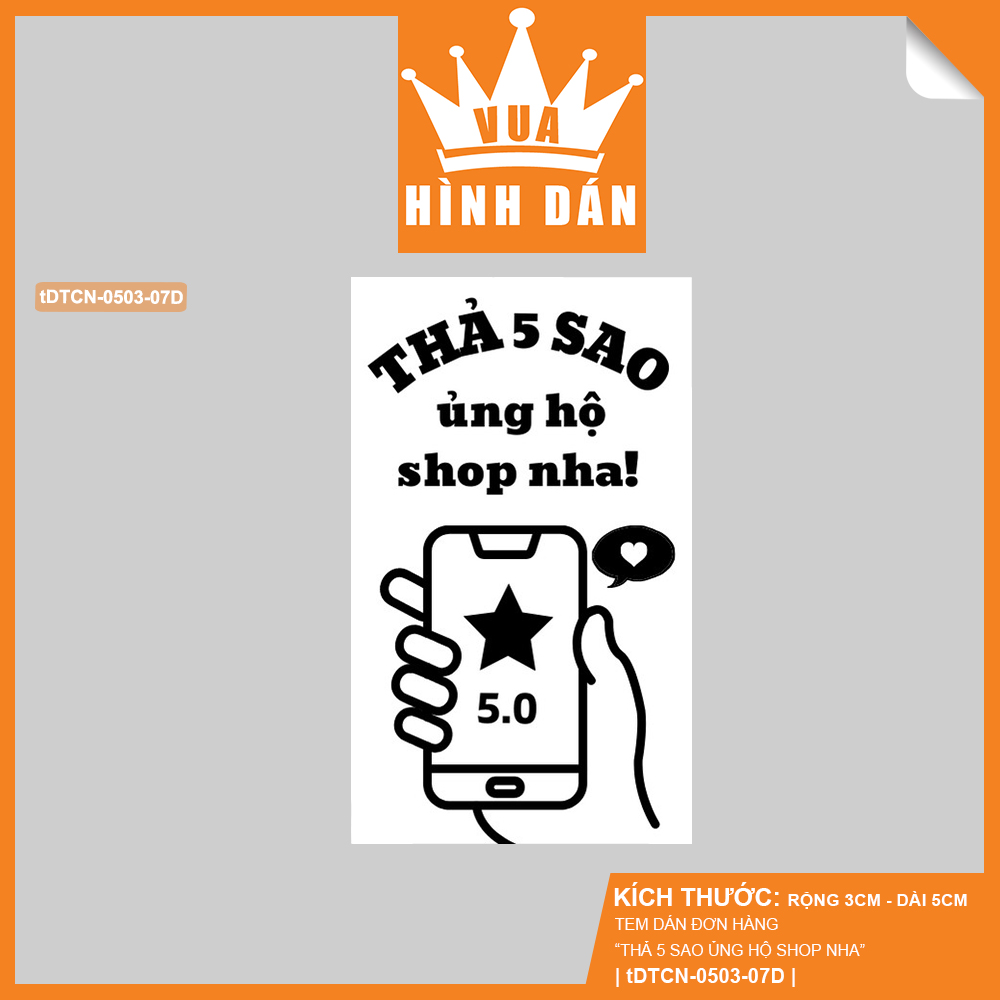 Hình ảnh Set 50/100 tem dán THẢ 5 SAO ỦNG HỘ SHOP NHA 5x3cm tem dán gói hàng, hộp, túi đựng sản phẩm 1.043