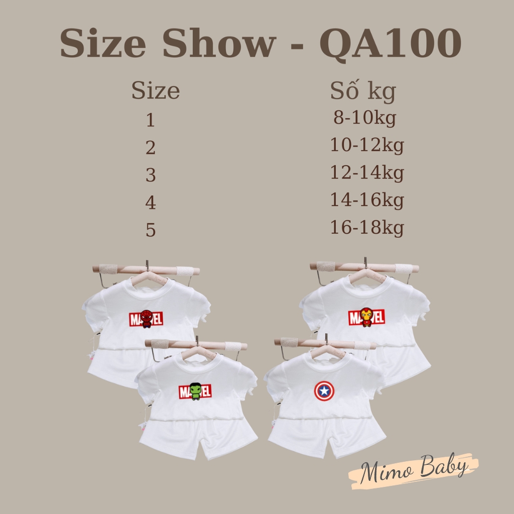 Bộ quần áo cộc tay in hình các siêu anh hùng cho bé trai QA100 Mimo Baby