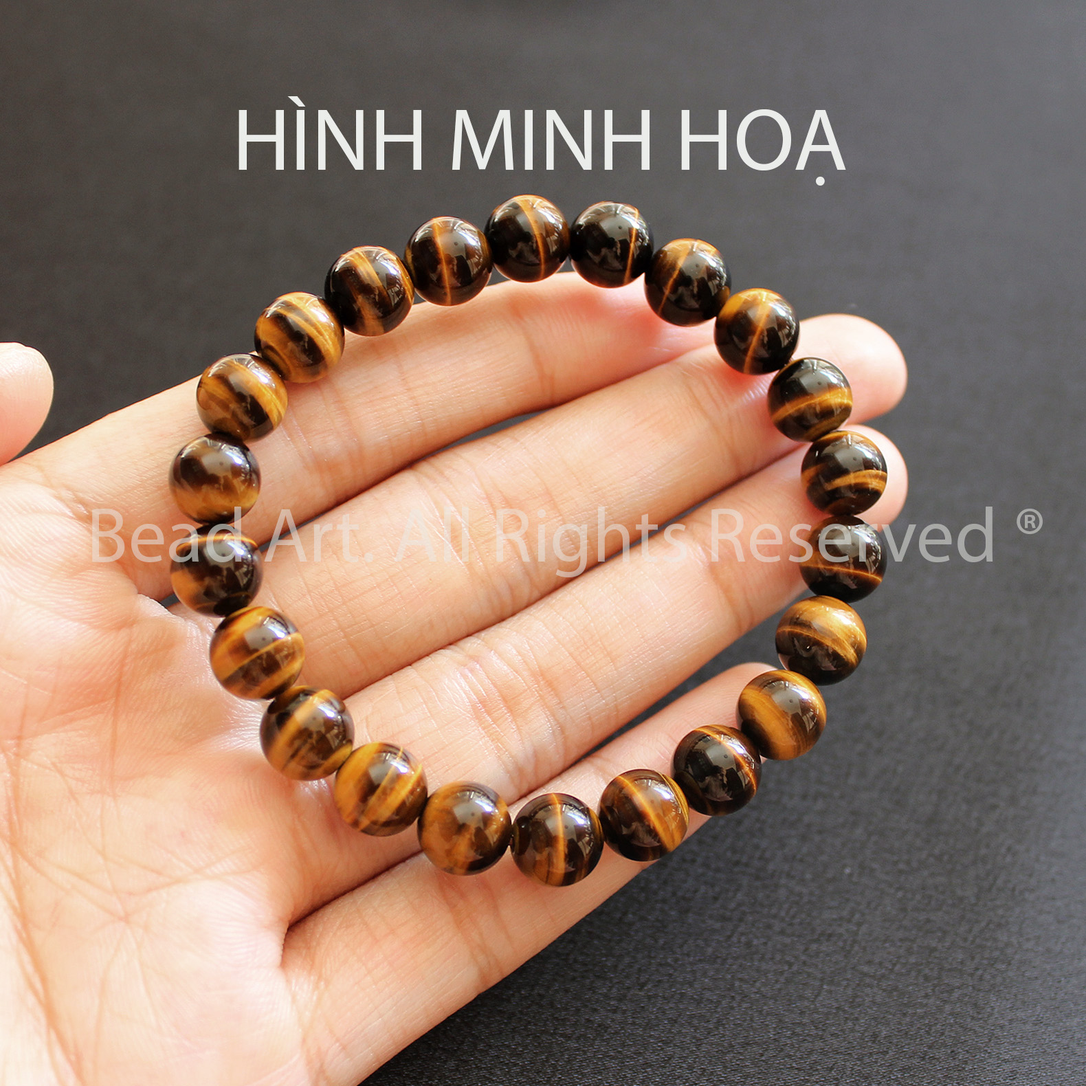 [1 Hạt] Đá Mắt Hổ Vàng Nâu 8mm, Brown Tiger Eye - Mắt Cọp Vàng Tự Nhiên Loại AA, Đá Phối Vòng Tay Phong Thuỷ, Chuỗi Hạt, Mệnh Thổ, Kim - Bead Art