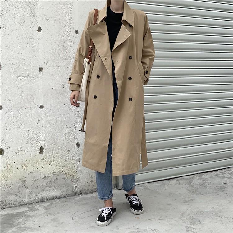 Áo khoác nữ kaki dáng dài thu đông Style Hàn Quốc - Có ảnh thật