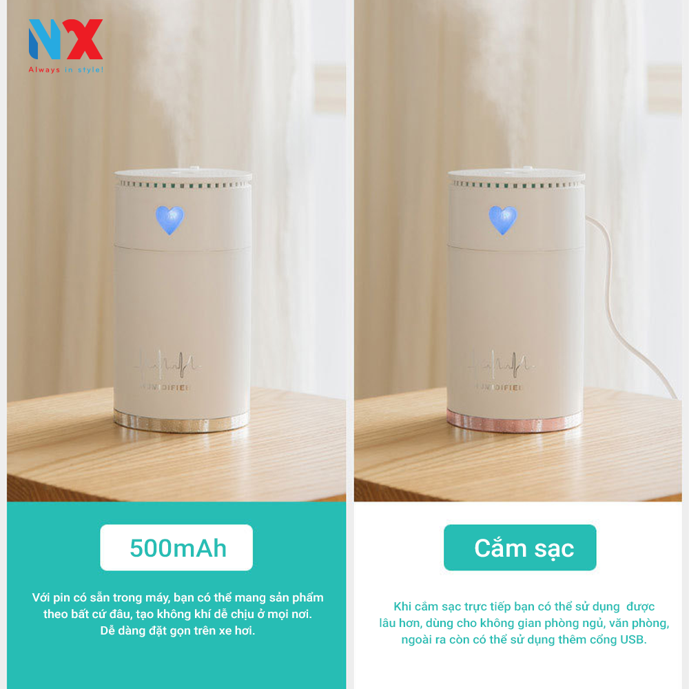 Máy Khuếch Tán Tinh Dầu Humidifier - Máy xông tinh dầu Dùng được cho oto thiết kế dễ thương