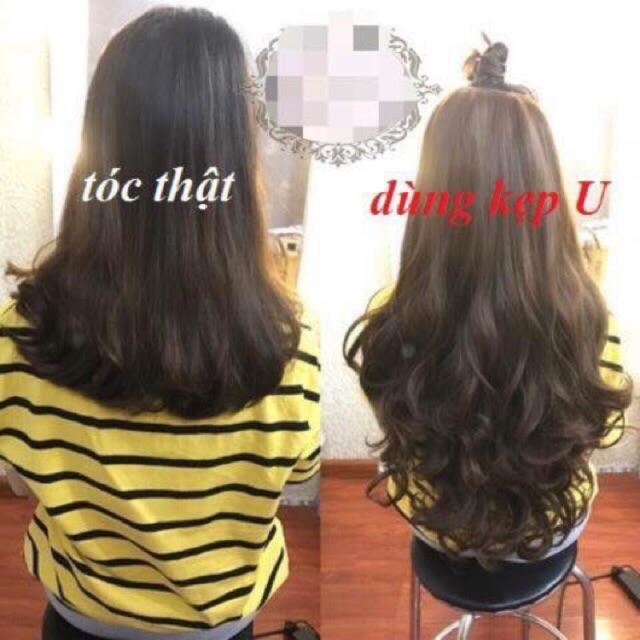 Tóc kẹp chữ u 3/4 đầu️- hình thật-U 02-tặng lược