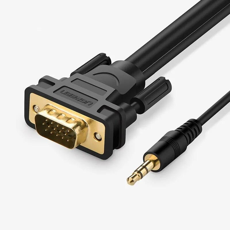 Cáp tín hiệu VGA hỗ trợ audio 3.5mm dài 5m màu đen UGREEN 11628VG102 Hàng chính hãng