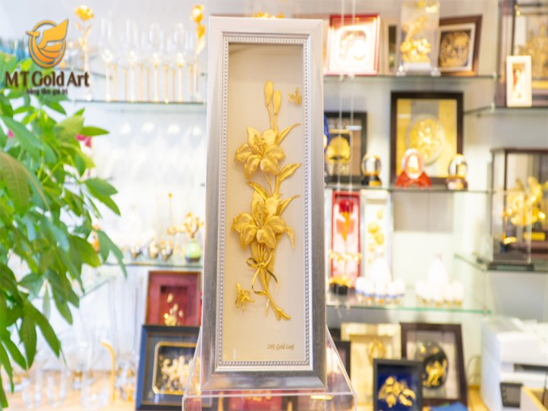 Tranh Hoa ly dát vàng (18x40cm) MT Gold Art- Hàng chính hãng, trang trí nhà cửa, phòng làm việc, quà tặng sếp, đối tác, khách hàng, tân gia, khai trương