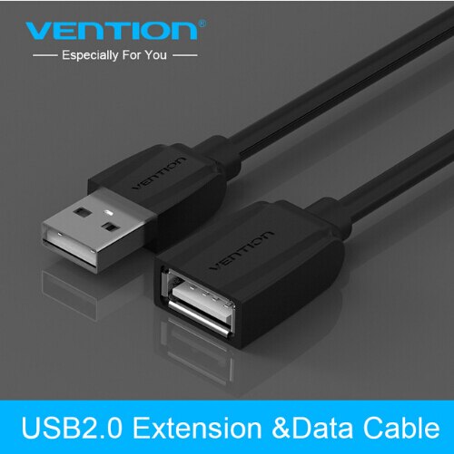 Cáp nối dài USB 2.0 Vention màu đen dài 1,5 đến 5m - Hàng chính hãng