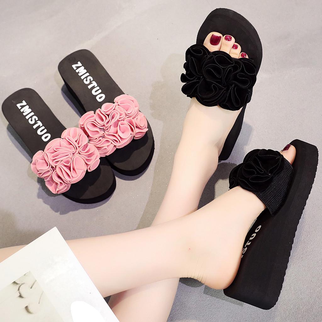 Mùa Hè Bohemia Dép Nữ Mùa Hè Thời Trang Kẹp Ngón Chân Nữ Dép Chống Trơn Trượt Giày Sandal Nêm Đi Biển Dép Color: Red Shoe Size: 40