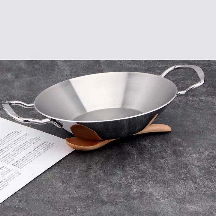 Chảo inox liền khối 20 -24 cm dùng được tất cả các loại bếp