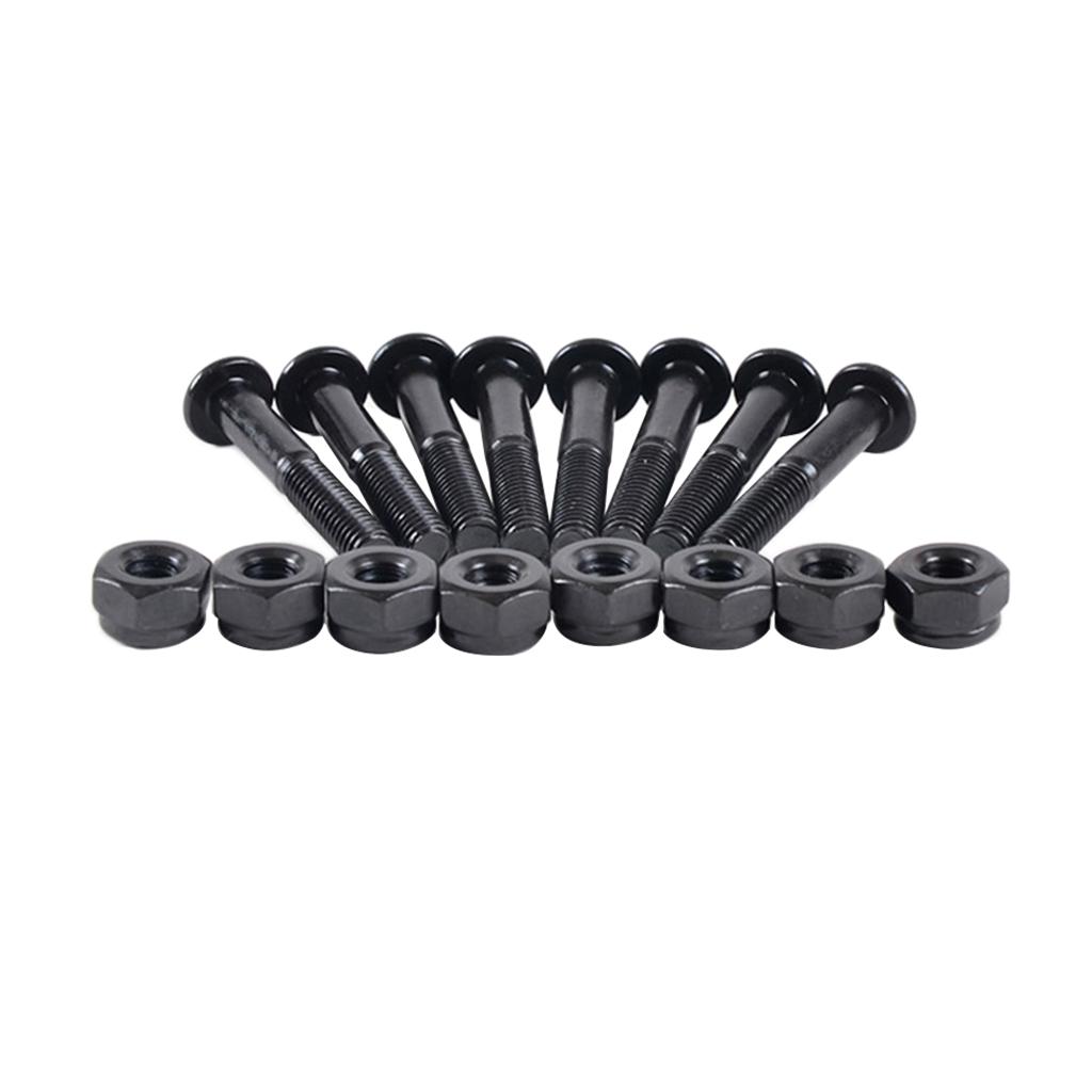 2x8 Pieces Longboard Skateboard 33mm Bolts Screws with Nuts Set Hardware Black
