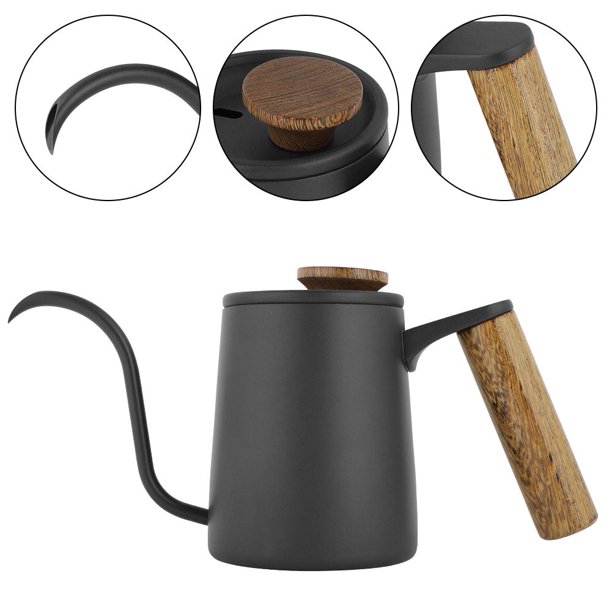 ẤM RÓT NƯỚC CỔ NGỖNG TAY GỖ JIMISI GOOSENECK KETTLE BLACK – 600ML