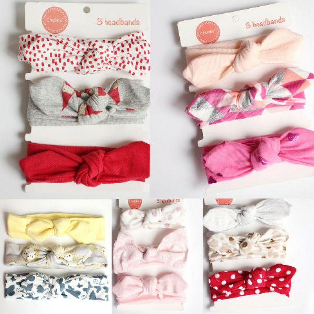 Set 3 turban băng đô Chicbaby vải cho bé gái