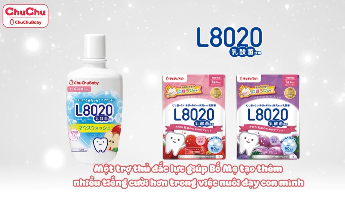 Combo 4 chai nước súc miệng vị táo bạc hà L8020 Chuchu Baby (300ml/ chai)