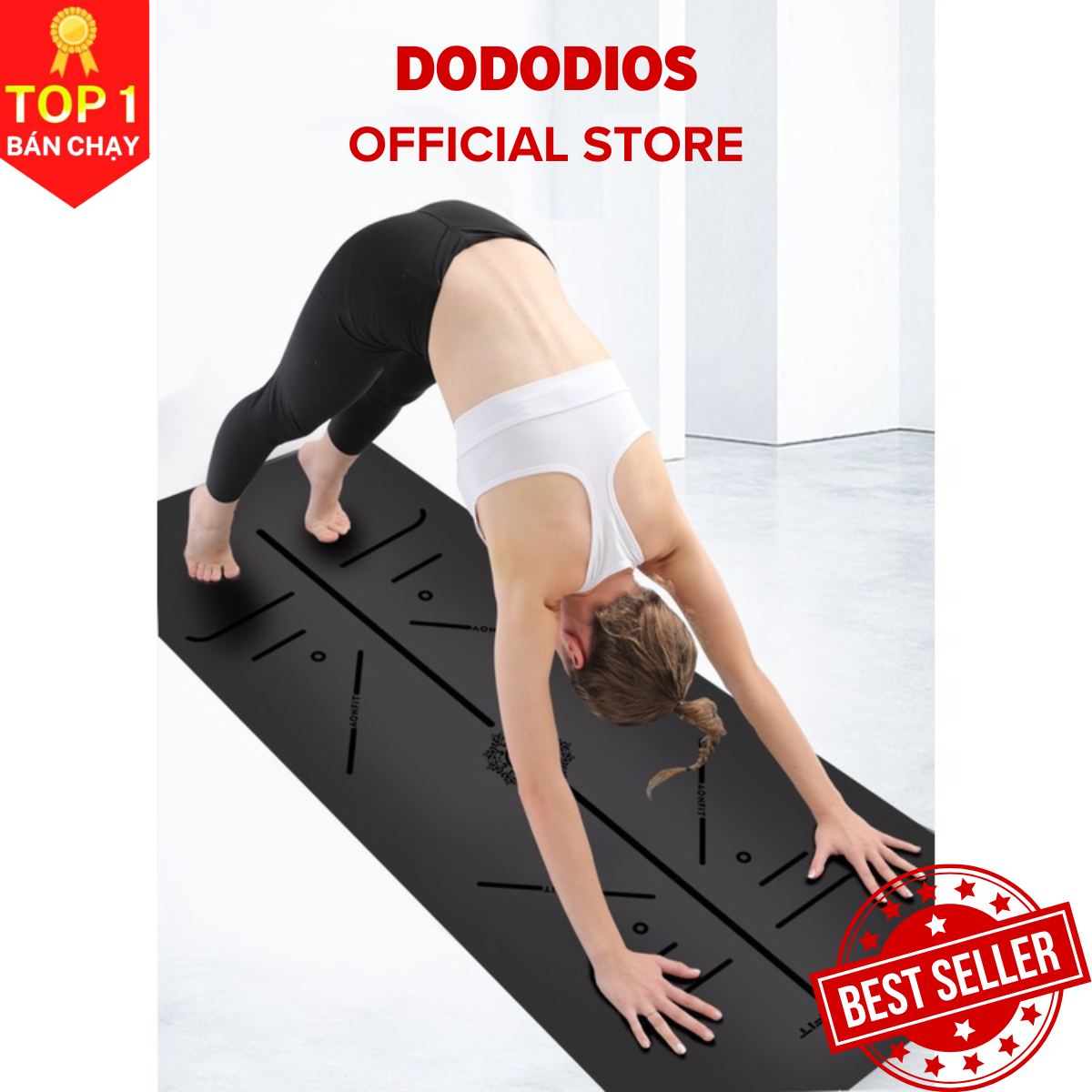 Thảm tập yoga 2 lớp 8mm, 6mm Thế Hệ thảm 9.0 tặng kèm túi, thảm yoga định tuyến chất liệu cao su non TPE siêu bám, chống trượt, tập gym, thể dục tại nhà - Hàng chính hãng DoDoDios