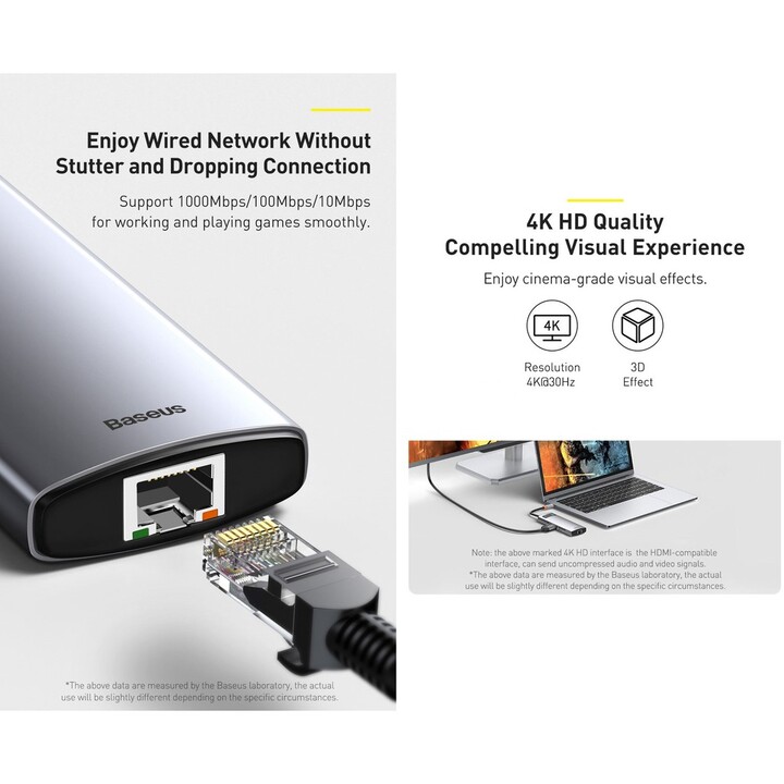Hub chuyển đổi đa năng 8 trong 1 Baseus CAHUB-CV0G - HÀNG NHẬP KHẨU