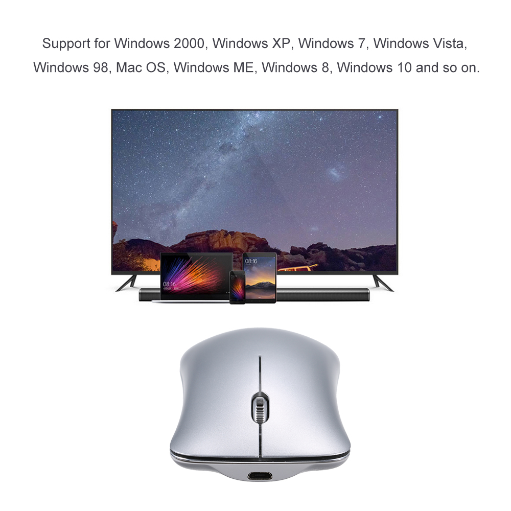 Chuột Có Thể Sạc Lại Không Dây Chế Độ Kép BT 2.4GHz Thiết Kế Tiện Dụng 1000/1200/1600 DPI