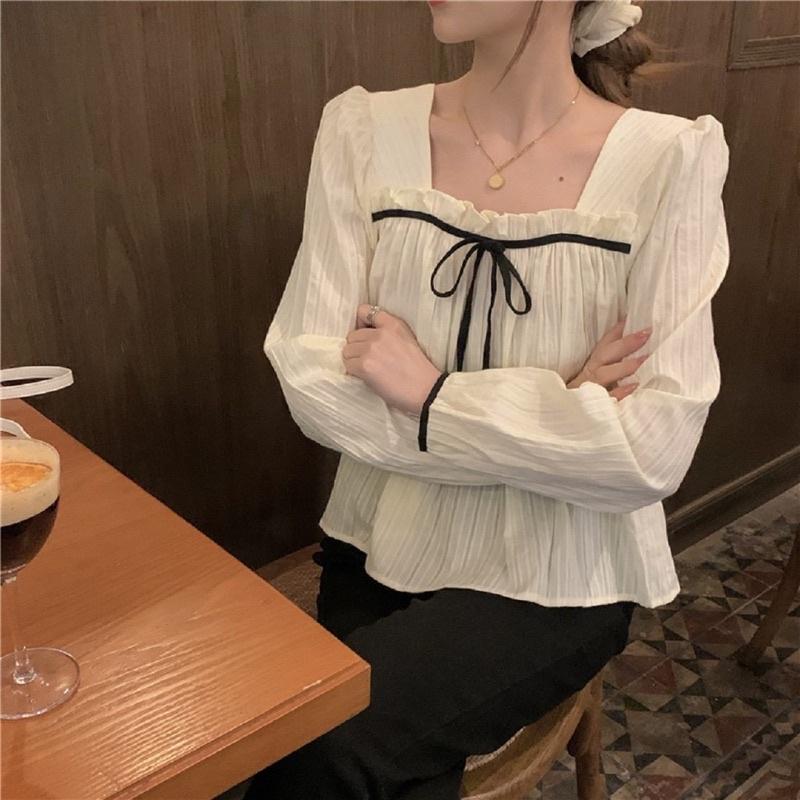 Áo sơ mi babydoll cổ vuông quảng châu