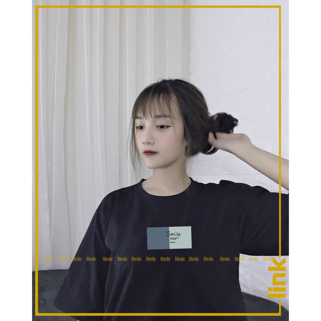 Áo thun SMILE nhỏ xinh trước ngực tay lỡ dáng rộng